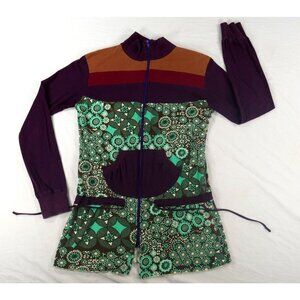 Jedzebel Full Zip Sweater Multi Pattern Colorblock Cotton Jacket Womens Large